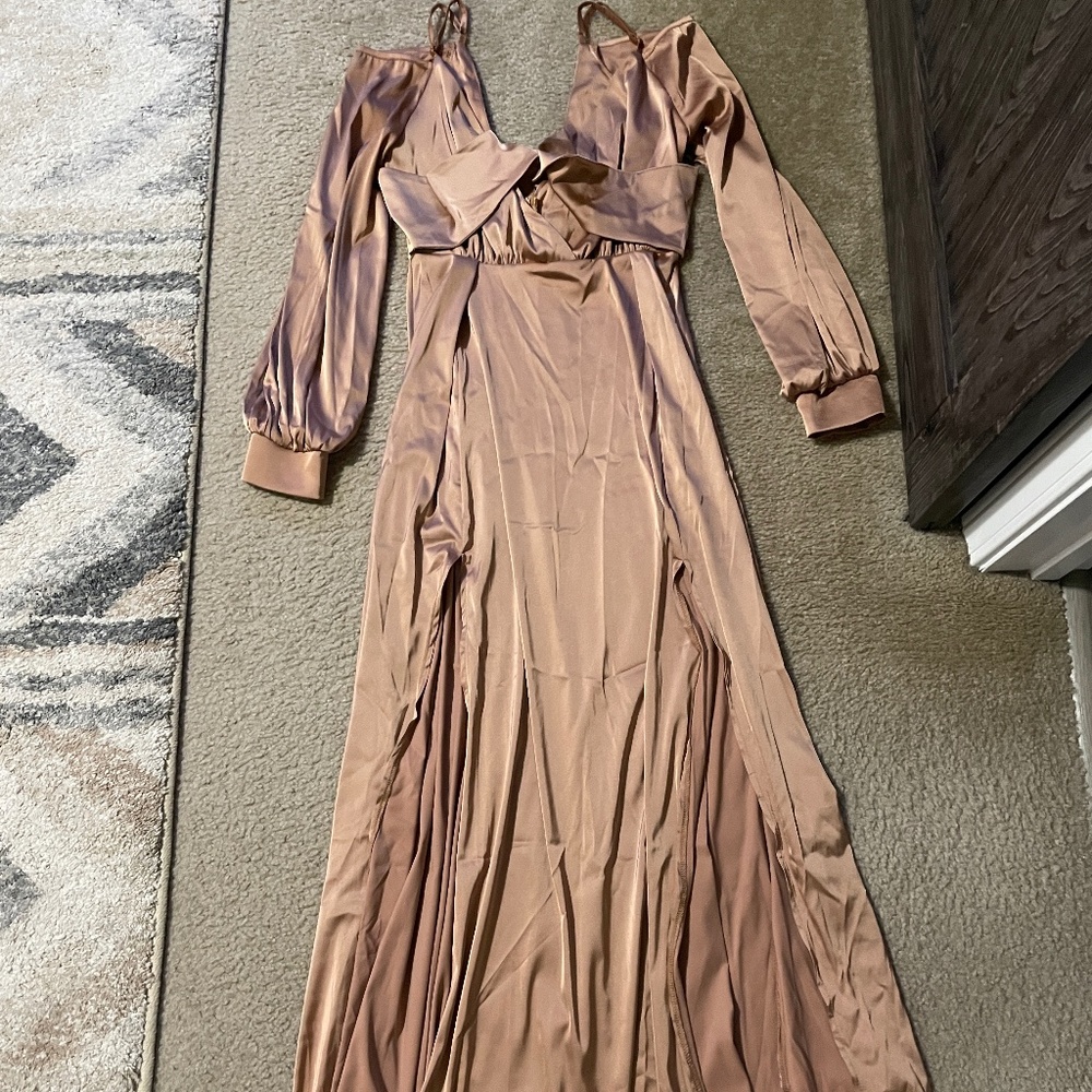 Long sleeve Satin Dress